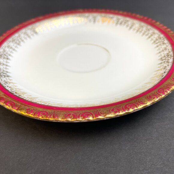 Vintage Demitasse Coffee Cup and Saucer Red & Gold Pattern German Porcelain - Picture 5 of 12
